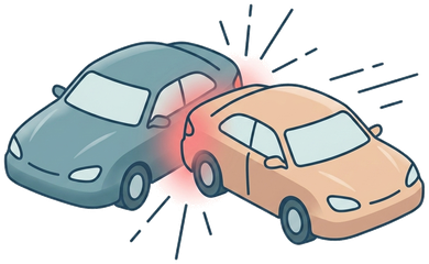 Illustration of two cars colliding