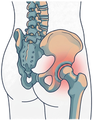 Illustration of hip joint anatomy